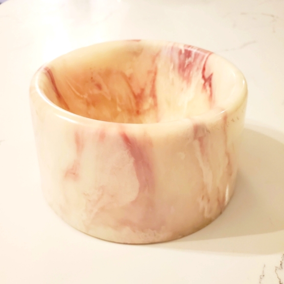 Rare Pink Marble Trinket Jewerly  Dish Accent Dog Cat Bowl Fiammetta Vanelli - Picture 1 of 13